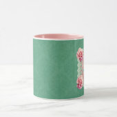  Roze Rozen Vervaagd Damask Gepersonaliseerd Mok (Midden)