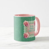  Roze Rozen Vervaagd Damask Gepersonaliseerd Mok (Voorkant rechts)