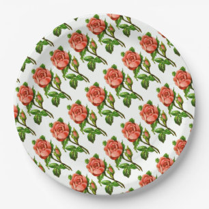 Roze Rozen Victoriaanse Thema Thee Feestje Bloem Papieren Bordje