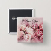 Roze Rozen Vierkante Button 5,1 Cm (Voorkant /achterkant)