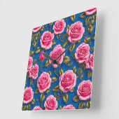 Roze rozen vierkante klok (Hoek)