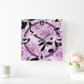 Roze rozen vierkante klok (Huis)