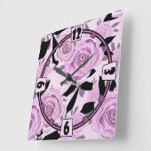 Roze rozen vierkante klok (Hoek)