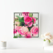 Roze rozen vierkante klok (Huis)