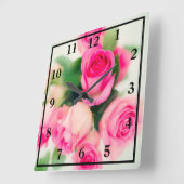 Roze rozen vierkante klok (Hoek)