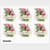  roze Rozen Vierkante Sticker (Vel)