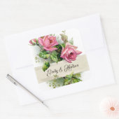  roze Rozen Vierkante Sticker (Envelop)
