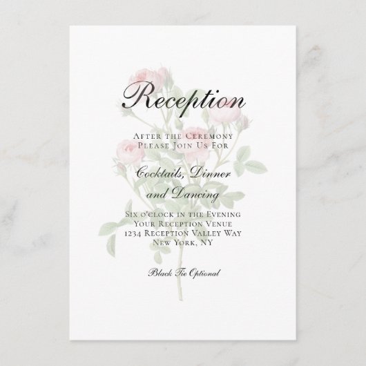 Roze rozen vinden de traditionele bruiloft plaats informatiekaartje (Voorkant)