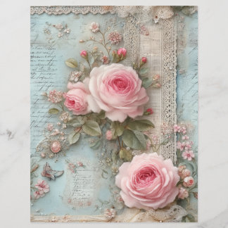 Roze Rozen Vintage Junk Journal Scrapboek Papier