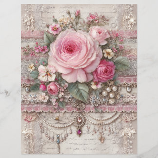Roze Rozen Vintage Junk Journal Scrapboek Papier