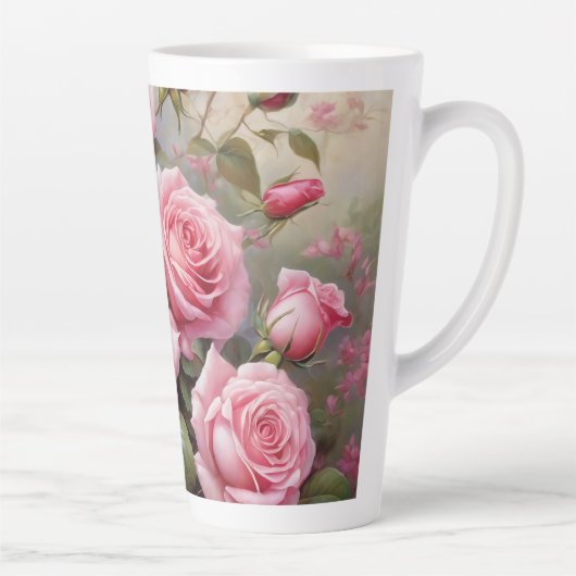 Roze Rozen Vintage Latte Mok (Rechts)