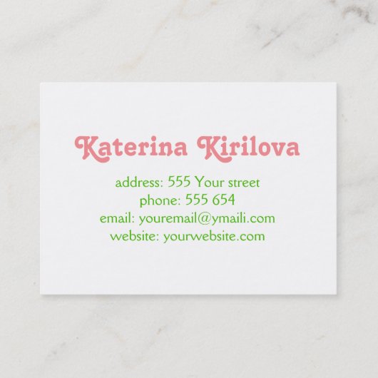 Roze rozen visitekaartje (Achterkant)