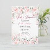 Roze Rozen Vlinder Baby shower Kaart (Staand voorkant)