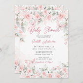 Roze Rozen Vlinder Baby shower Kaart (Voorkant / Achterkant)