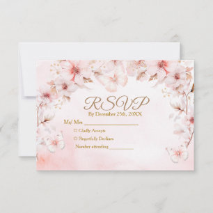 Roze Rozen Vlinder Quinceañera Kroon RSVP Kaart