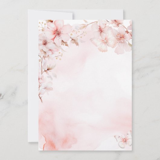 Roze Rozen Vlinder Quinceañera Sweet 16 Kaart (Achterkant)