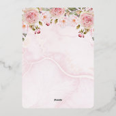 Roze Rozen Vlinders Bloemen Eerste Heilige Communi Folie Uitnodiging (Achterkant)