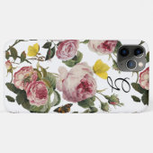 ROZE ROZEN, VLINDERS Wit Bloemen Monogram Case-Mate iPhone Case (Achterkant (horizontaal))