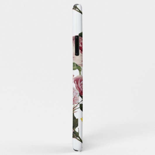 ROZE ROZEN, VLINDERS Wit Bloemen Monogram Case-Mate iPhone Case (Achterkant/rechts)