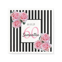 Roze rozen voor de 60ste verjaardag op zwarte witt