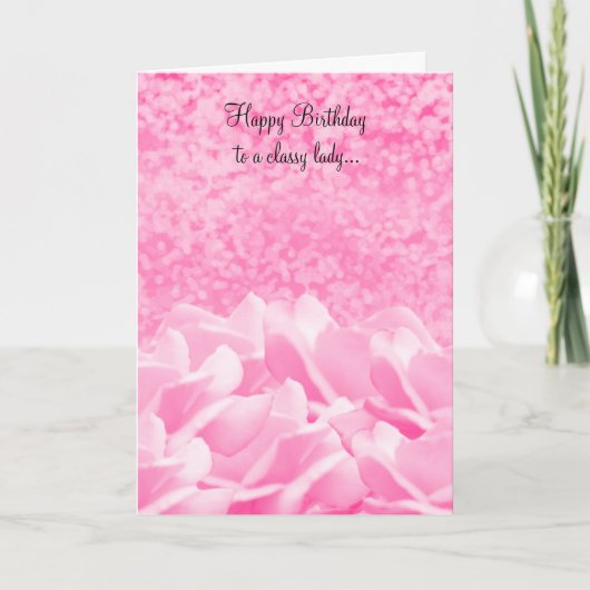 Roze rozen voor een elegante dame kaart (Voorkant)