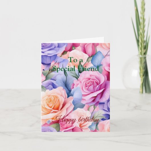 Roze rozen voor een speciale vriend Verjaardag Kaa Kaart (Voorkant)