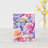 Roze rozen voor een speciale vriend Verjaardag Kaa Kaart (Gele Bloem)