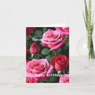 Roze rozen voor een speciale Vriendin verjaardag Kaart