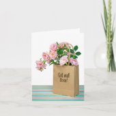 Roze rozen voor Get Well Soon Kaart (Voorkant)