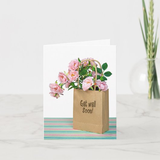 Roze rozen voor Get Well Soon Kaart (Voorkant)
