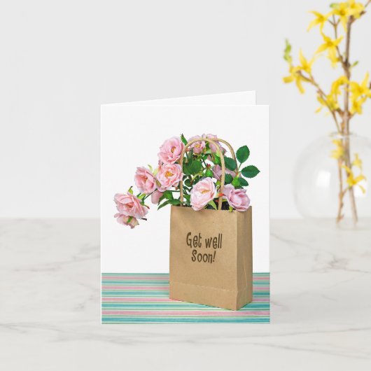 Roze rozen voor Get Well Soon Kaart (Gele Bloem)