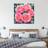 🌸 Roze Rozen Voor Huisdecoratie 🌸 Canvas Afdruk (Insitu (Slaapkamer))