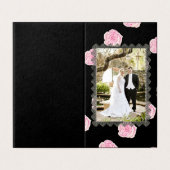 Roze Rozen voor kool en zwart lace-bruiloft Kaart (Buitenkant ongevouwen)