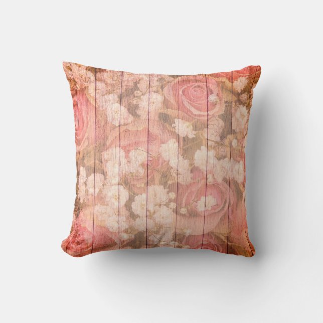 Roze Rozen voor land met afbeelding Kussen (Voorkant)