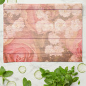 Roze Rozen voor land met afbeelding Theedoek (Gevouwen)