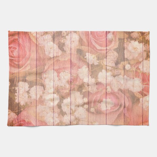 Roze Rozen voor land met afbeelding Theedoek (Horizontaal)