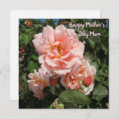 Roze rozen voor mama feestdagenkaart (Voorkant / Achterkant)