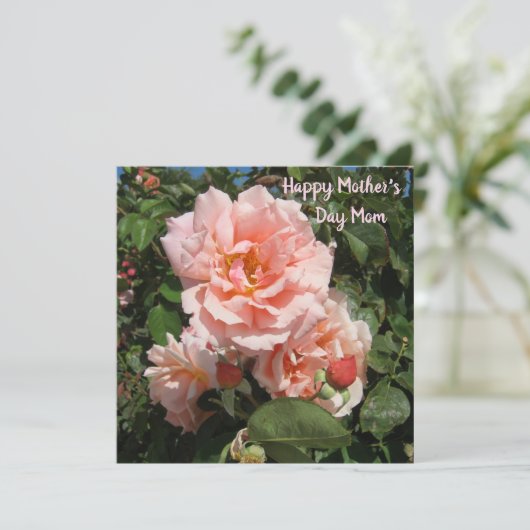 Roze rozen voor mama feestdagenkaart (Staand voorkant)