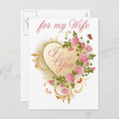 Roze Rozen voor Vrouw Valentijn Briefkaart (Voorkant / Achterkant)