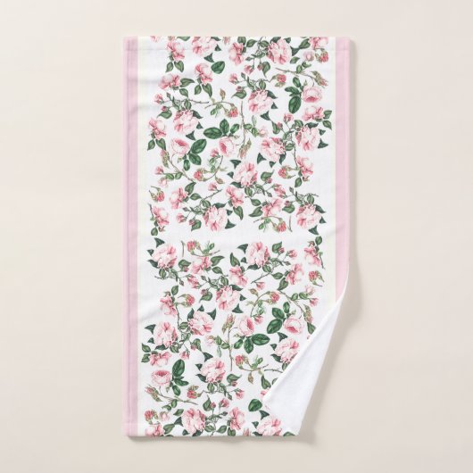 Roze Rozen voor vuilnisbakken Rosebud Flowers Bath Bad Handdoek (Handdoek)