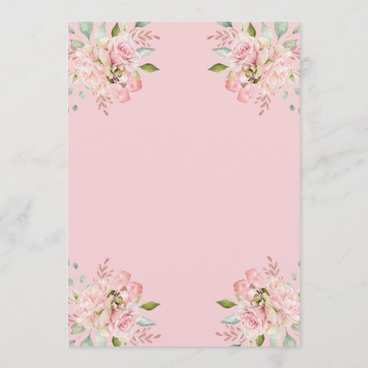  roze rozen | Vrijgezellenfeest Bingo Game Kaart (Achterkant)