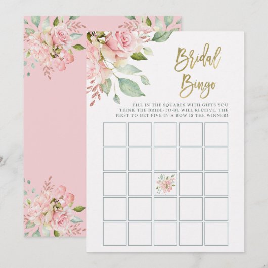  roze rozen | Vrijgezellenfeest Bingo Game Kaart (Voorkant / Achterkant)