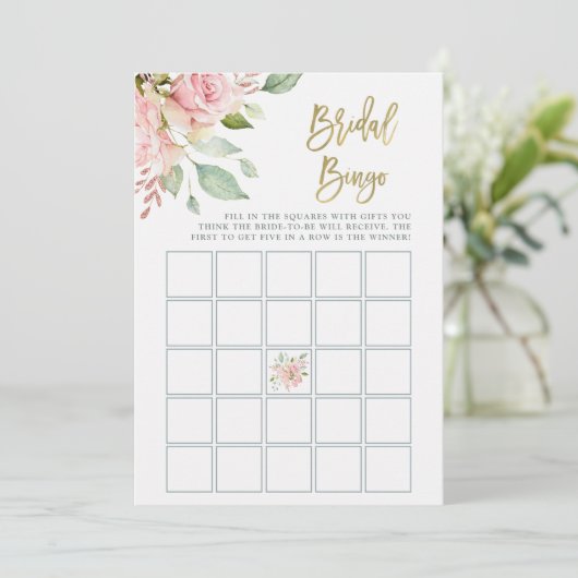  roze rozen | Vrijgezellenfeest Bingo Game Kaart (Staand voorkant)