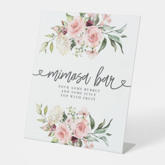 Roze Rozen Vrijgezellenfeest Bloemenreep Reclamebord Met Voetstuk (Voorkant)