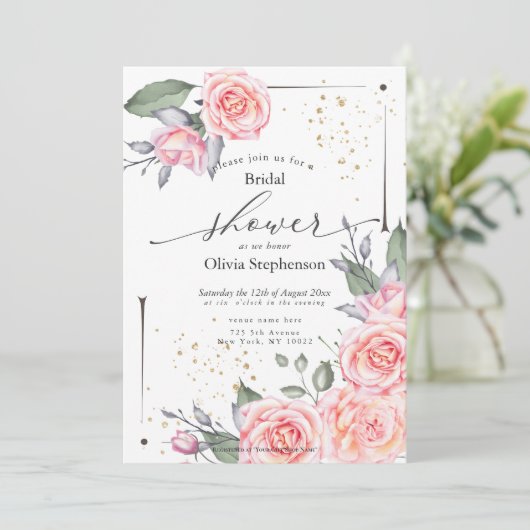 Roze Rozen Vrijgezellenfeest Kaart (Staand voorkant)