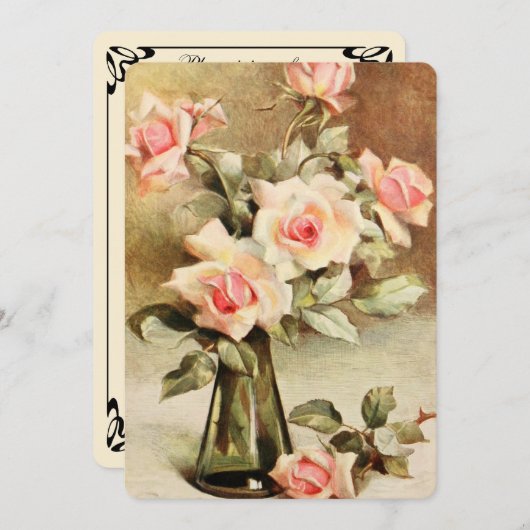  roze Rozen Vrijgezellenfeest Partij Kaart (Voorkant / Achterkant)