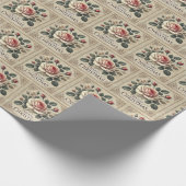 Roze Rozen Vrolijk Kerstfeest Cadeaupapier (Hoek)