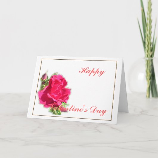 roze rozen, vrolijke valentijnsdag feestdagen kaart (Voorkant)