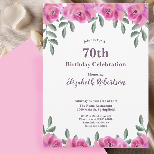 Roze Rozen Vrouwen 70e Verjaardag Kaart