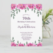 Roze Rozen Vrouwen 70e Verjaardag Kaart (Staand voorkant)